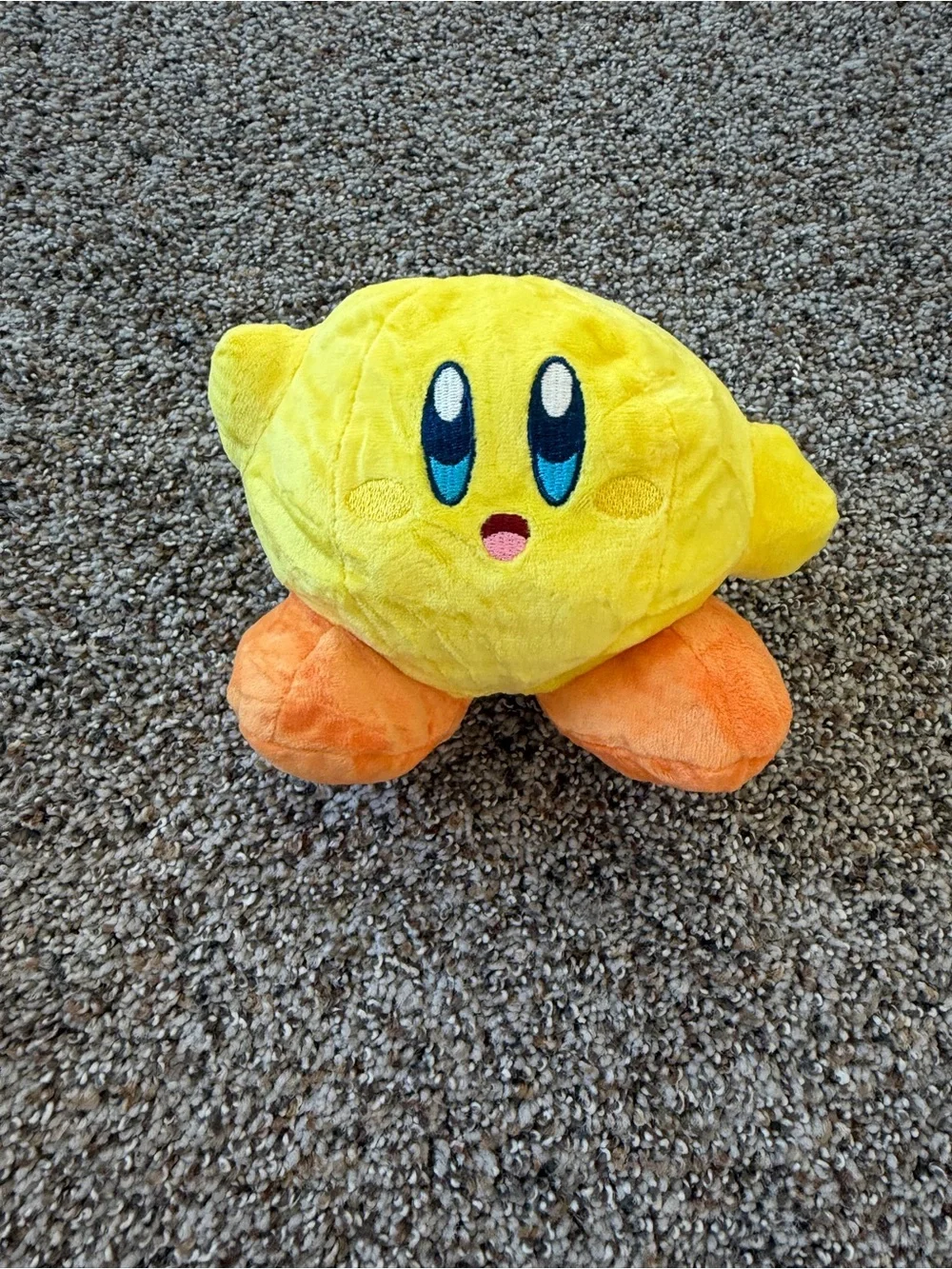 Yellow Kirby Style Plush Blue Eyes Orange Feet Kawaii Soft Toy New